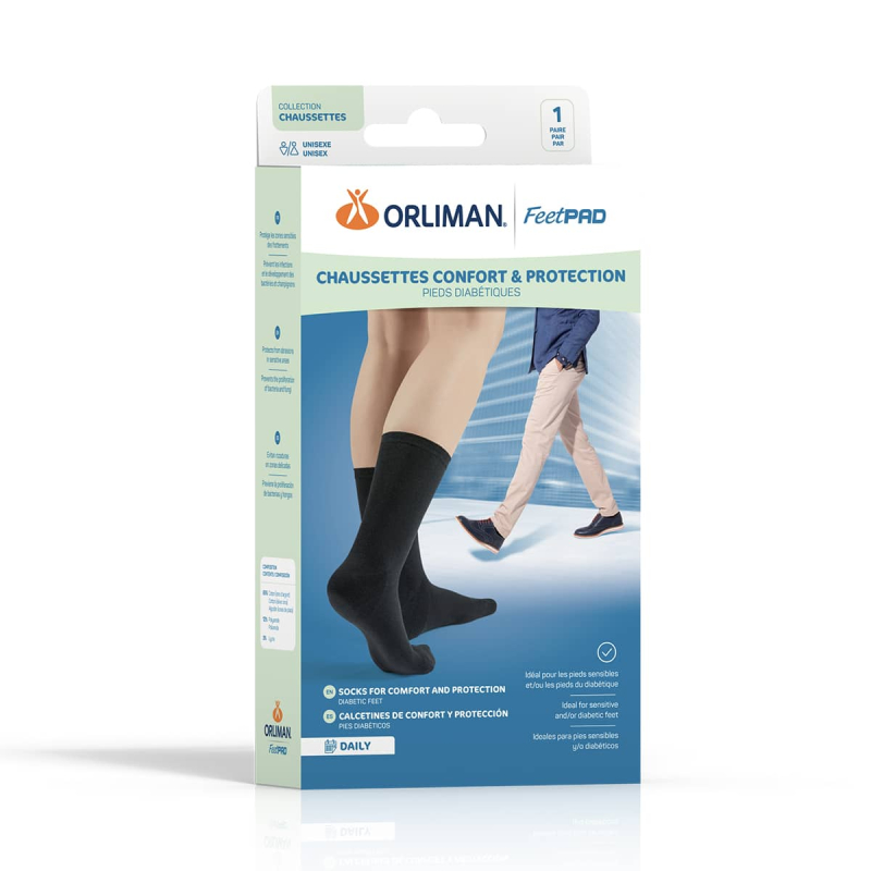 CHAUSSETT DIAB FEETPAD NOIR T3