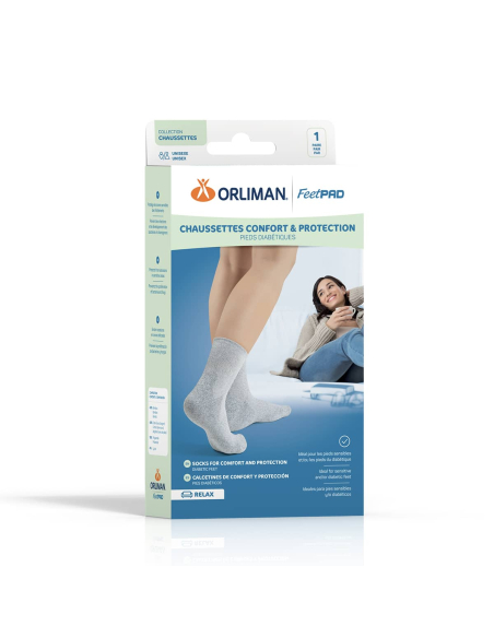 CHAUSSETT DIAB FEETPAD GRIS T1