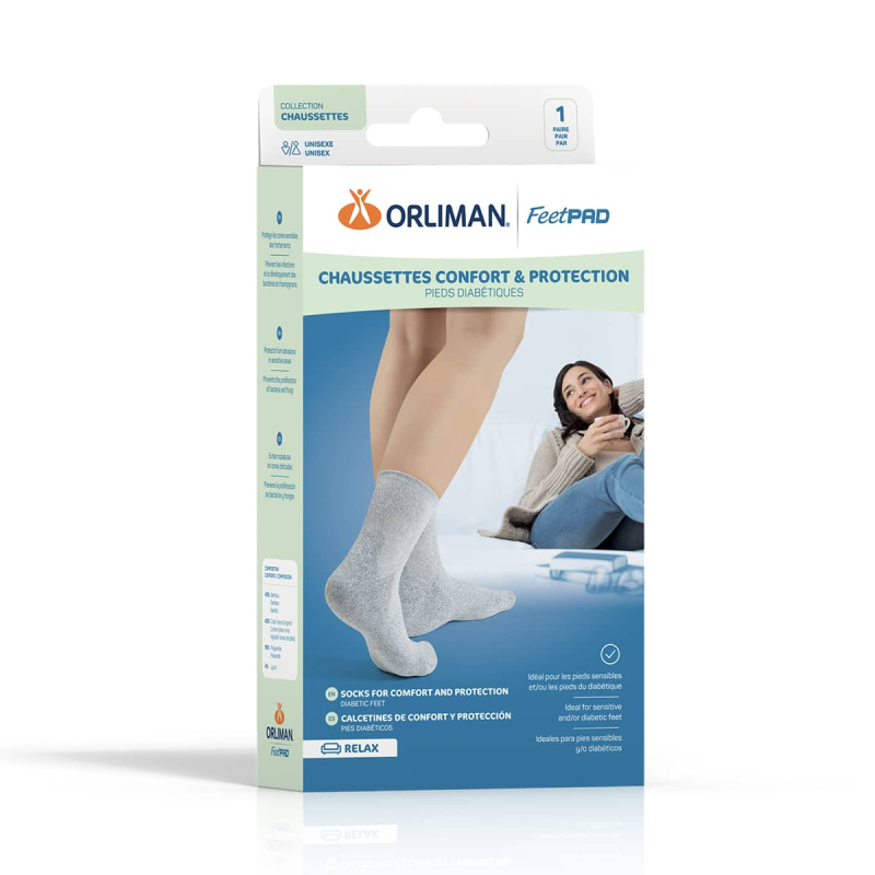 CHAUSSETT DIAB FEETPAD GRIS T4