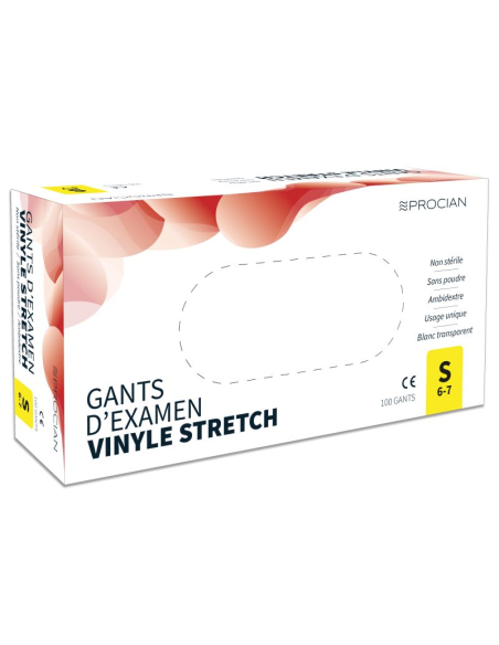 Gants Vinyle Ã Usage Unique Non PoudrÃÂ©s PROCIAN Taille S, boÃÂ®te de 100
