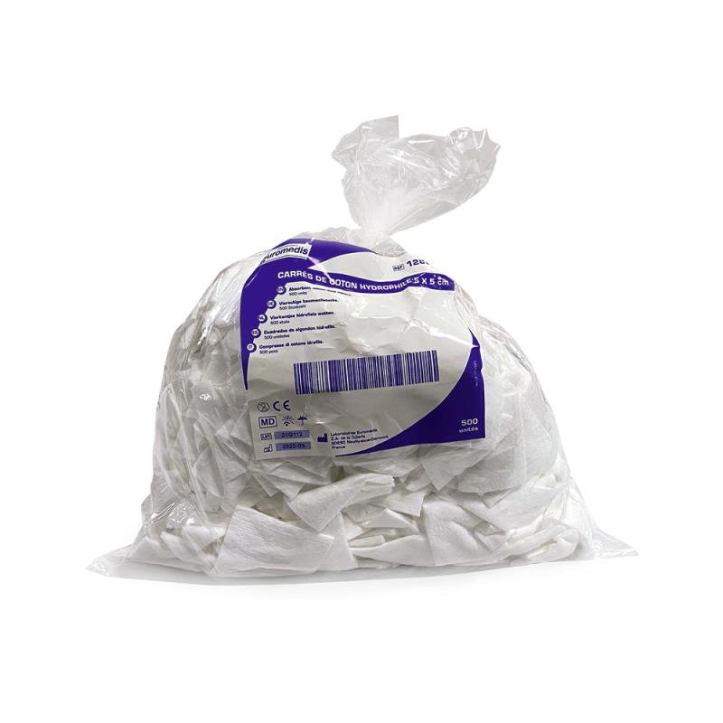 Carré de coton 5 x 5 cm sachet de 500
