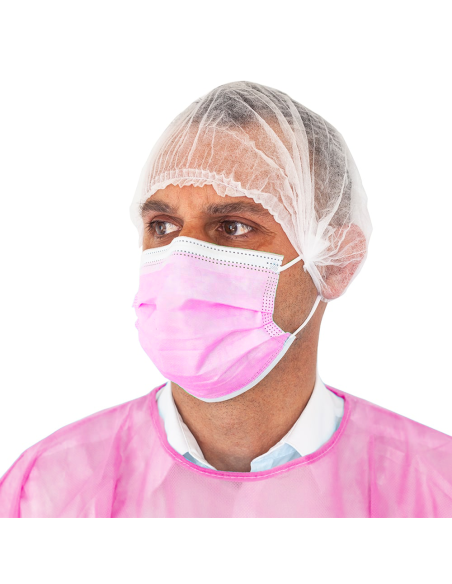 Masques chirurgicaux rose de type IIR, 50 Boîtes Auto - Clavées de 50 Unités