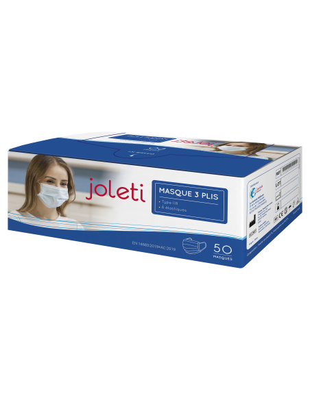 MASQUE 3 PLI BLEU TYPE IIR JOLETI ELASTIC