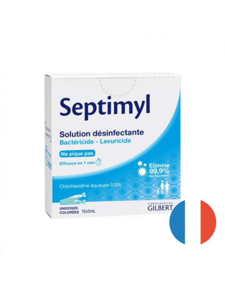 Chlorhexidine aqueuse 0,5% en unidose 5ml Septimyl Gilbert, boîte de 10