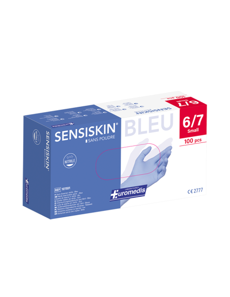 Gant d'examen en nitrile BLEU SENSISKIN sans poudre 240 mm T 6/7 SMALL
