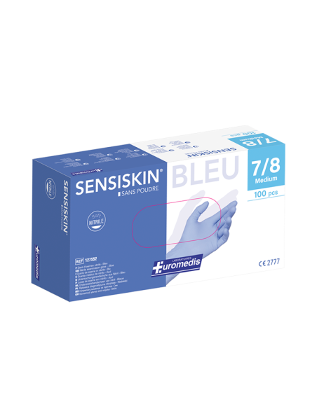 Gant d'examen en nitrile BLEU SENSISKIN sans poudre 240 mm T 7/8 MEDIUM