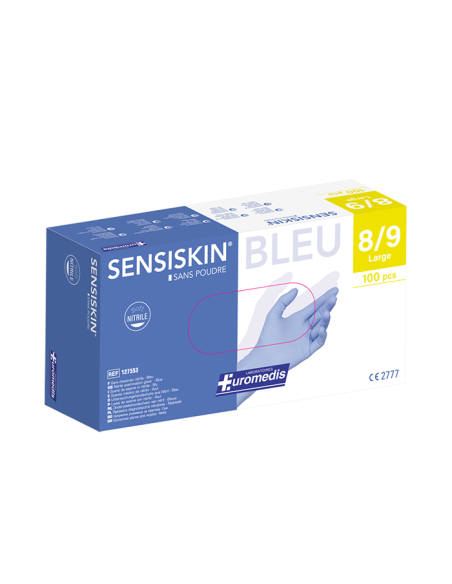Gant d'examen en nitrile BLEU SENSISKIN sans poudre 240 mm T 8/9 LARGE