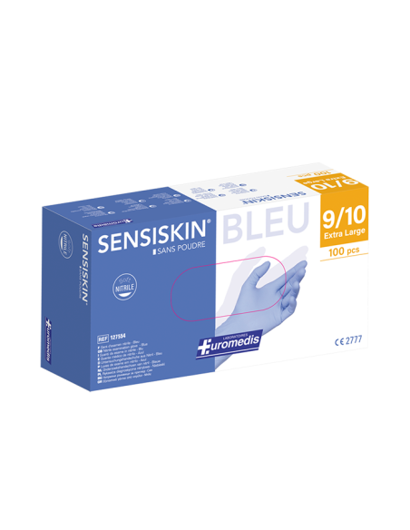 Gant d'examen en nitrile BLEU SENSISKIN sans poudre 240 mm T XL EXTRA LARGE