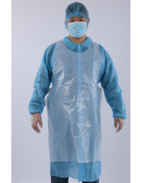 Tabliers de soins jetables blancL PE 25 microns 120x80cm, sachet de 100