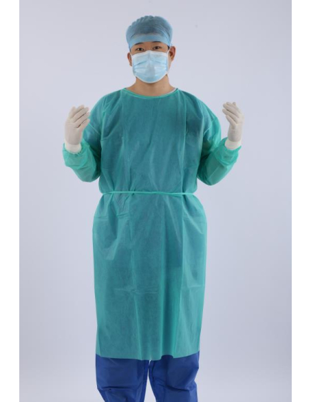 Blouse de protection / isolation FM MEDICAL Ã U.U verte P.P 25gr/m2 , poignets jersey, sachet de 10