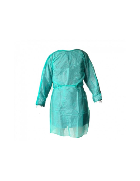 Blouse de protection / isolation FM MEDICAL Ã U.U verte P.P 25gr/m2 , poignets jersey, sachet de 10