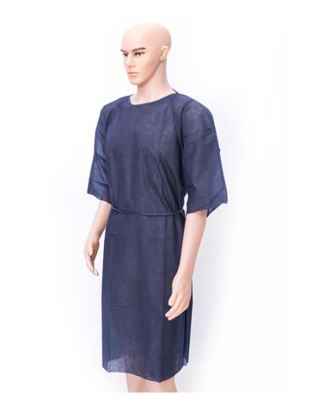 Chemise d'opÃÂ©rÃÂ© bleue foncÃÂ©, manche courte, en PP 35grs/mÃÂ²,110x135cm Ã U.U, sachet de 10