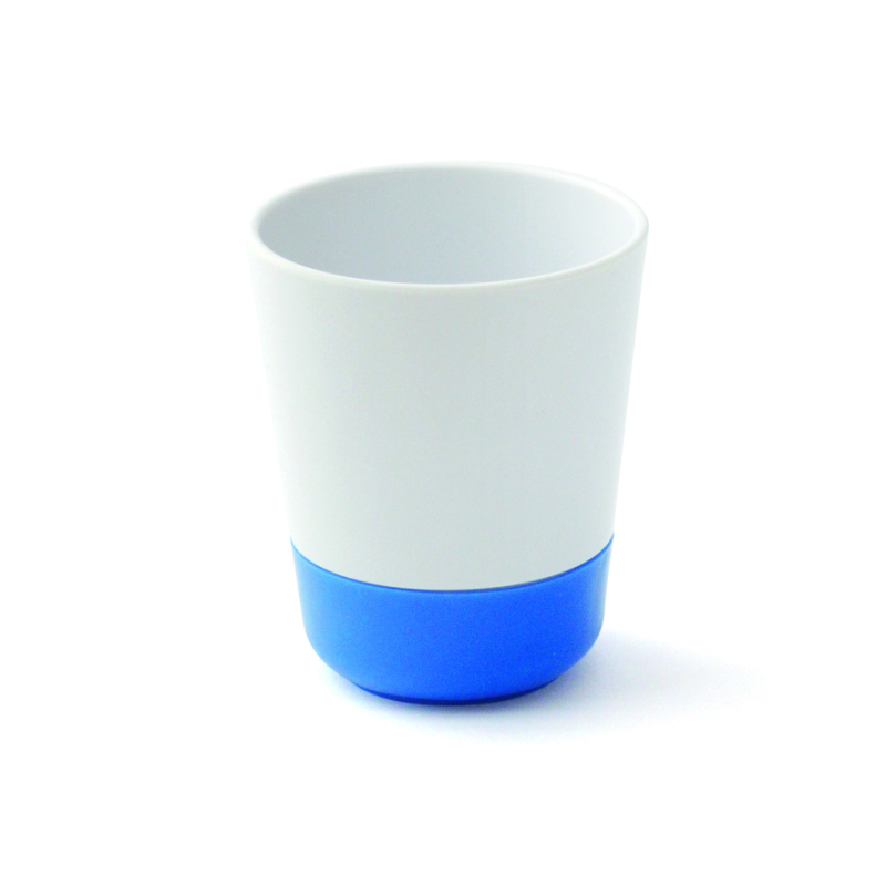 Gobelet antidérapant blanc/bleu