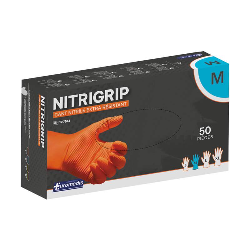 Gant en nitrile ORANGE sans poudre...