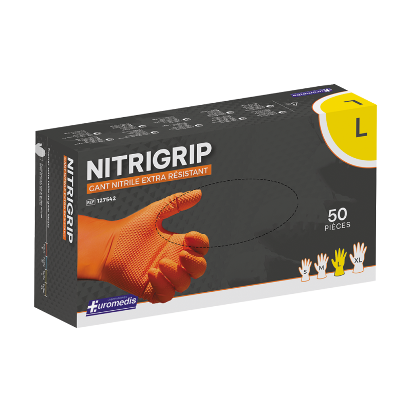 Gant en nitrile ORANGE sans poudre...