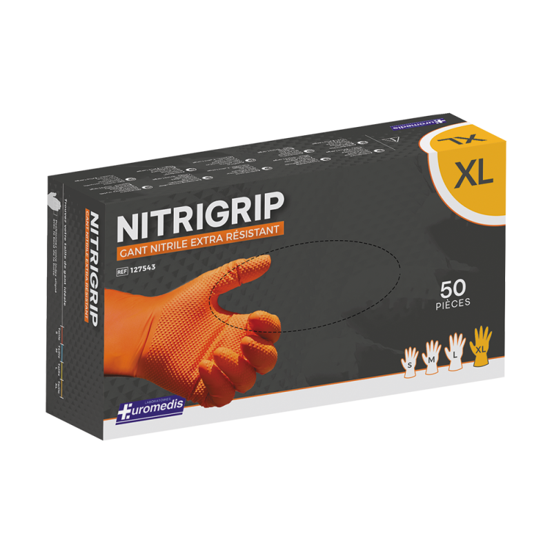 Gant en nitrile ORANGE sans poudre...