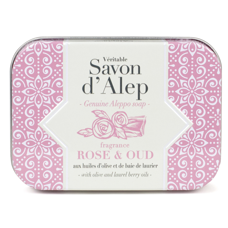 SAVON ALEP ROSE OUD BOITE METAL 100GR