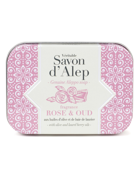 SAVON ALEP ROSE OUD BOITE METAL 100GR
