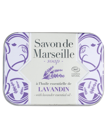 SAVON MARSEILLE LAVANDIN 100GR BOITE METAL