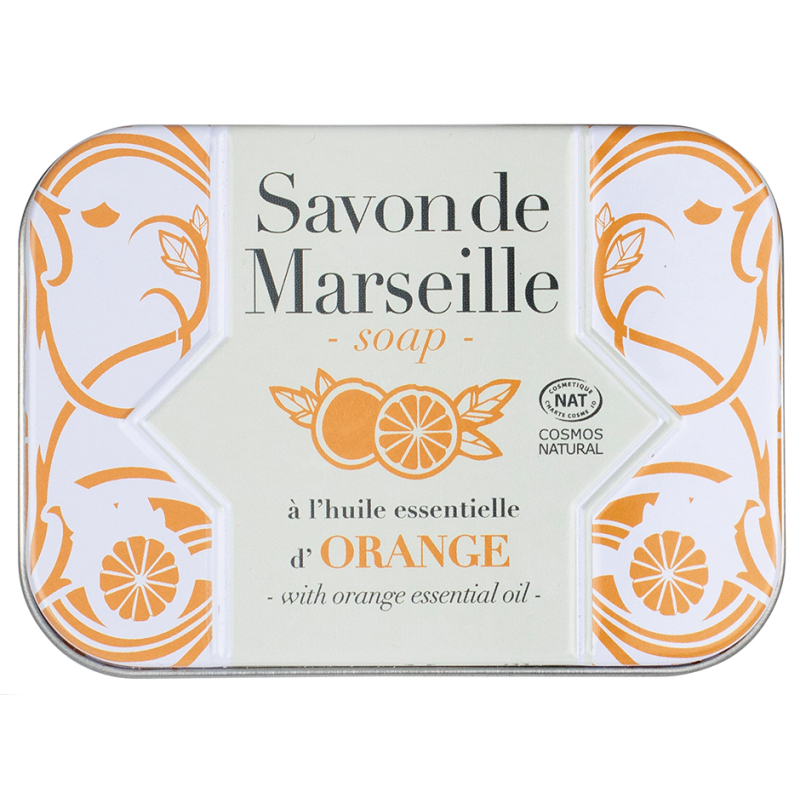 SAVON MARSEILLE ORANGE 100GR BOITE METAL