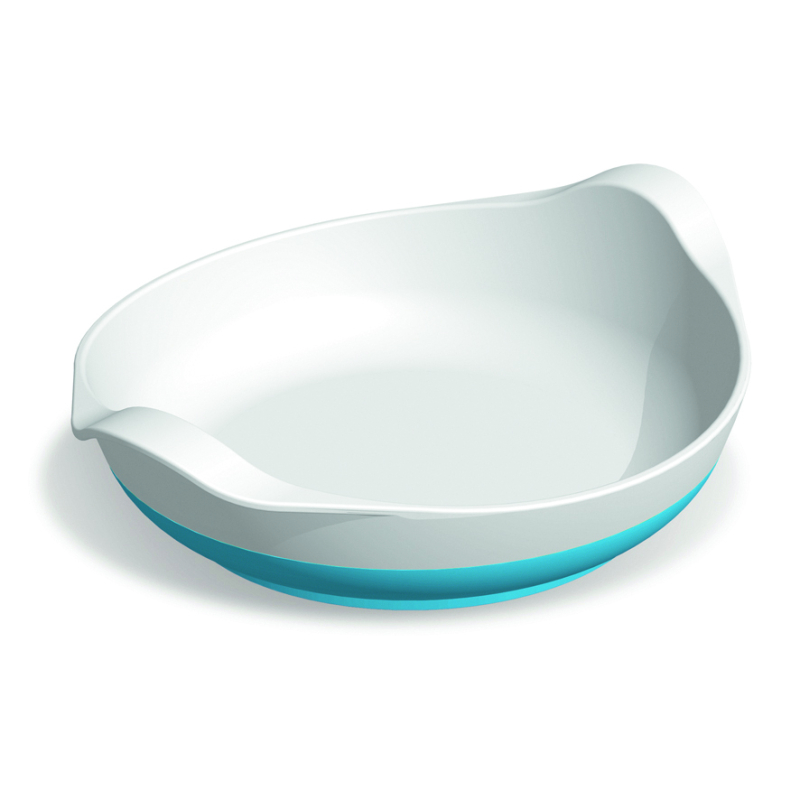 Assiette creuse antidérapante blanc/bleu