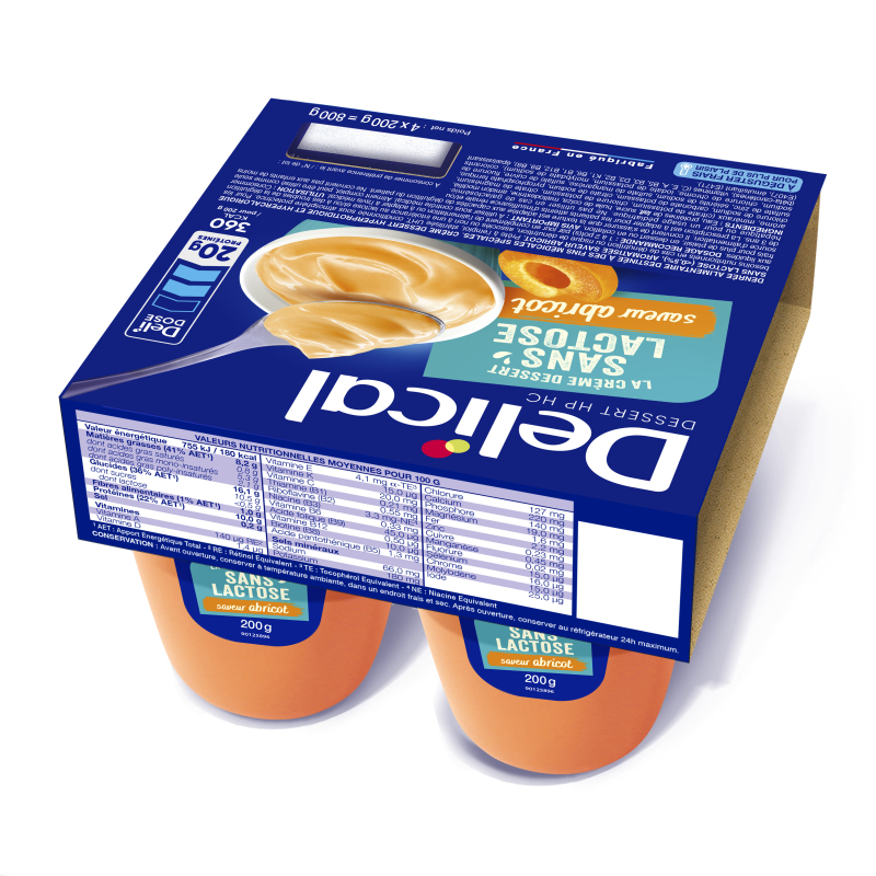 Crème sans lactose HPHC Saveur Abricot