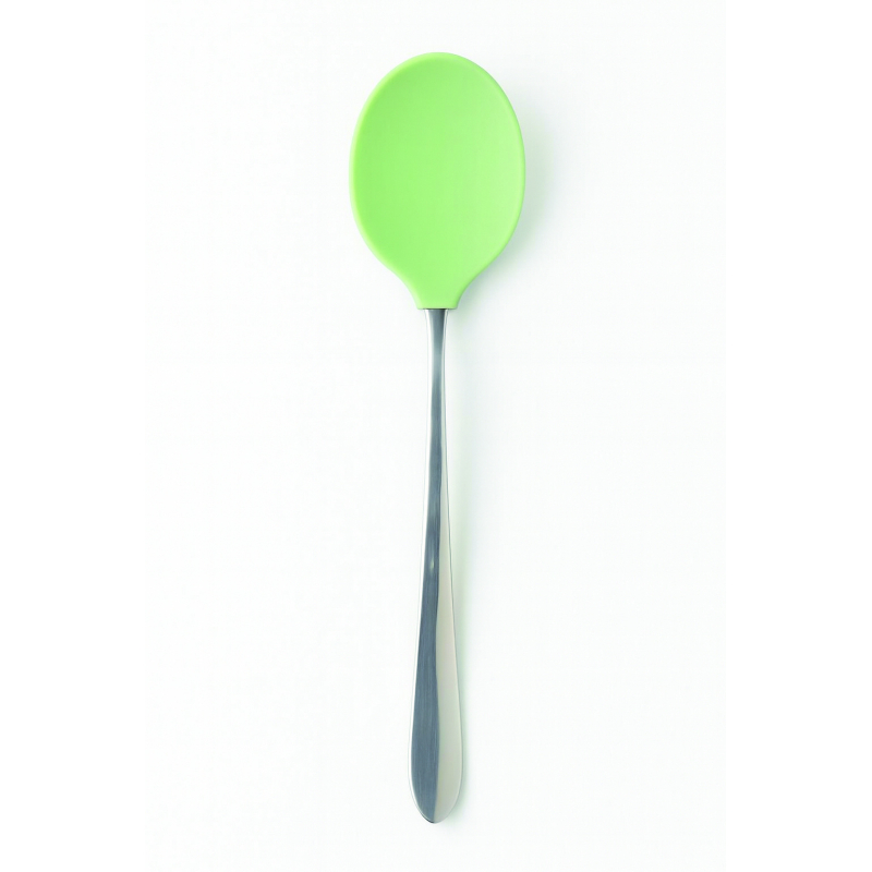 Cuillère caoutchoutée longue verte