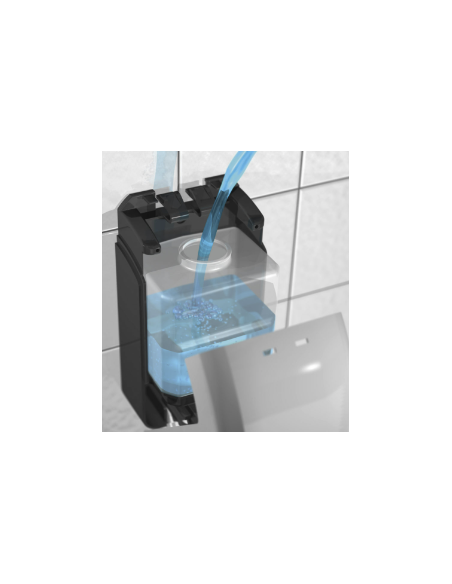 Distributeur rechargeable de Savon gel CLEANLINE blanc 700 ml Avec bouton poussoir et rÃ Â©servoir amovible. Fermeture Ã clÃ Â©.