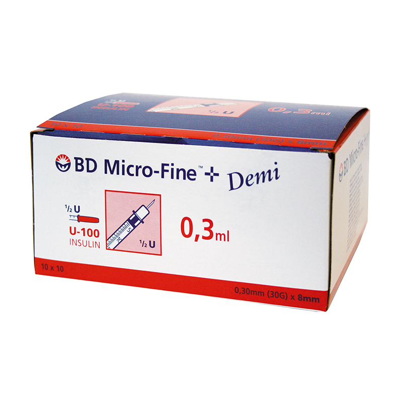 SERINGUE MICROFINE 0,3ML 10X10U 8MM...