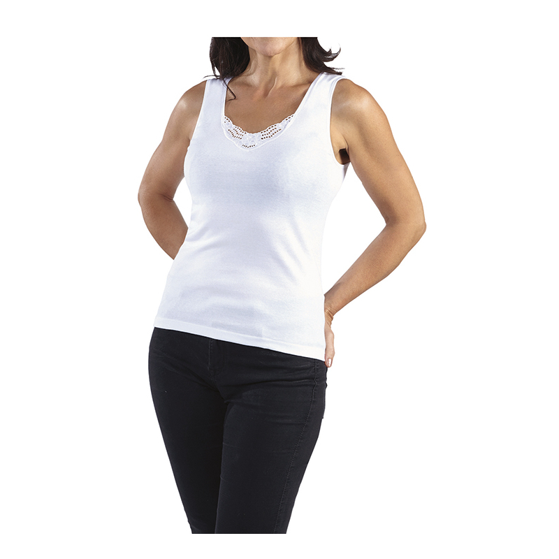 DEBARDEUR BRODERIE SANS COUTURE BLANC T1