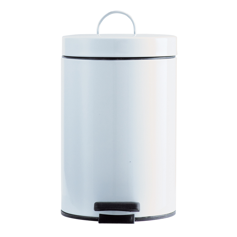 POUBELLE PEDALE METAL 3L BLANC