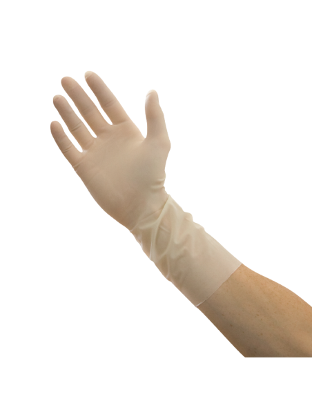Gant d'intervention chirurgicale bords droits latex stérile sans poudre manchette 300 mm T 8