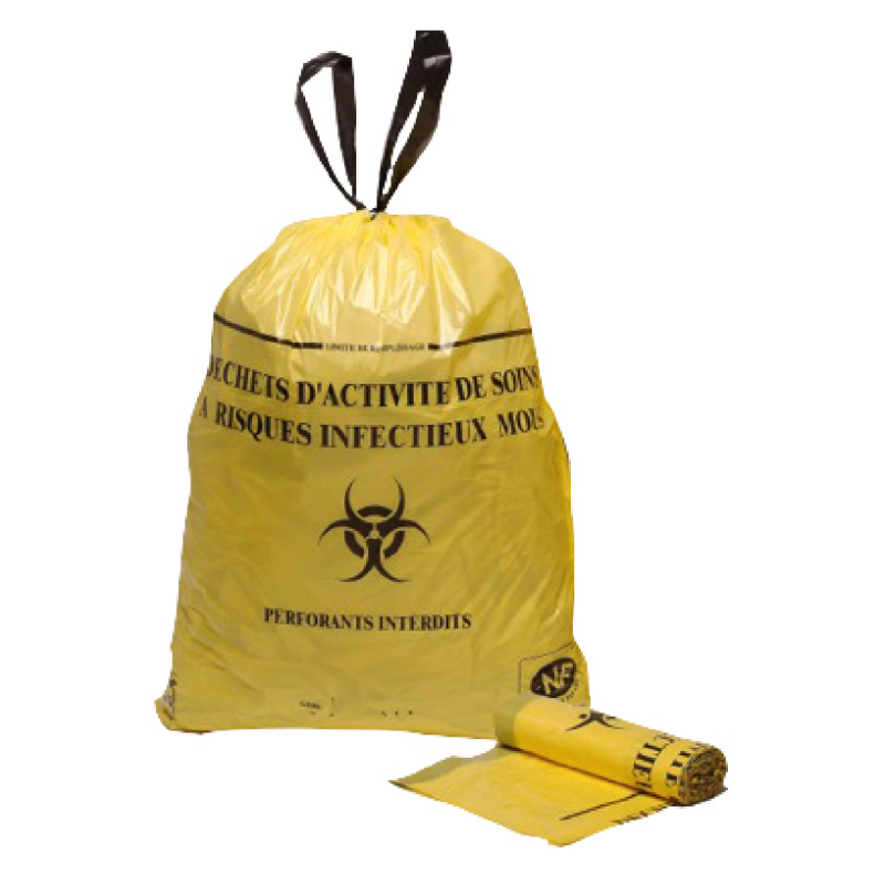 SAC DECHET MEDIC 15L JAUNE COULISSANT