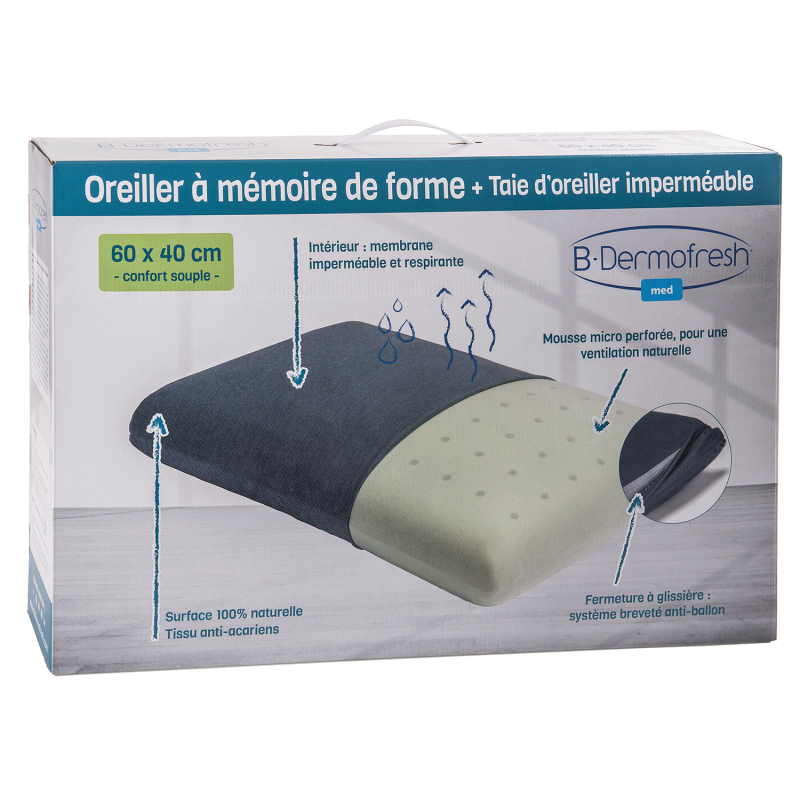 OREILLER MEMOIRE FORME SOUPLE DERMOFRESH