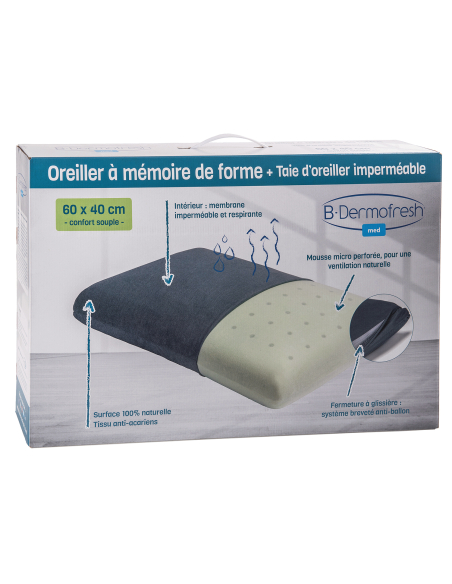 OREILLER MEMOIRE FORME SOUPLE DERMOFRESH