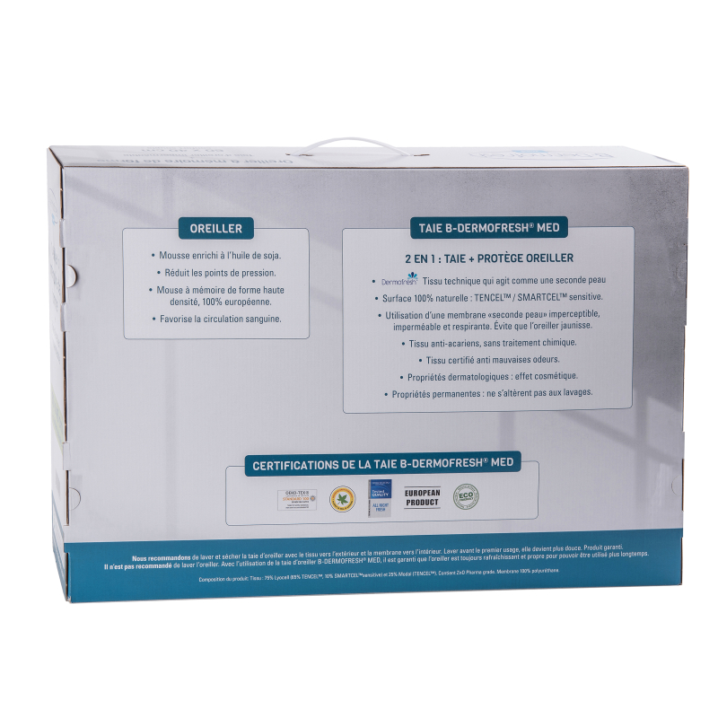 OREILLER MEMOIRE FORME SOUPLE DERMOFRESH