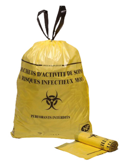 SAC DECHET MEDIC 100L JAUNE COULISSANT