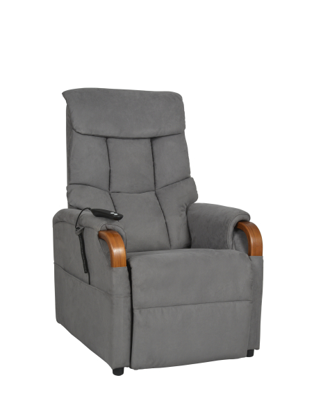 FAUTEUIL RELEVEUR GENES 2 MOTEURS GRIS CENDRE FONCE - NOYER FONCE