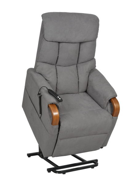 FAUTEUIL RELEVEUR GENES 2 MOTEURS GRIS CENDRE FONCE - NOYER FONCE