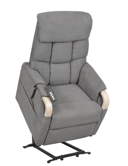 FAUTEUIL RELEVEUR GENES 2 MOTEURS GRIS CENDRE FONCE - NOYER FONCE