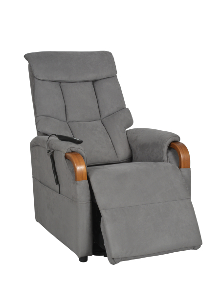 FAUTEUIL RELEVEUR GENES 2 MOTEURS GRIS CENDRE FONCE - NOYER FONCE
