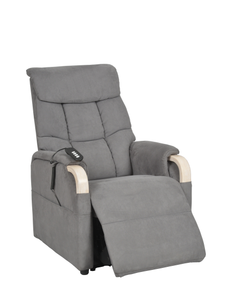 FAUTEUIL RELEVEUR GENES 2 MOTEURS GRIS CENDRE FONCE - NOYER FONCE