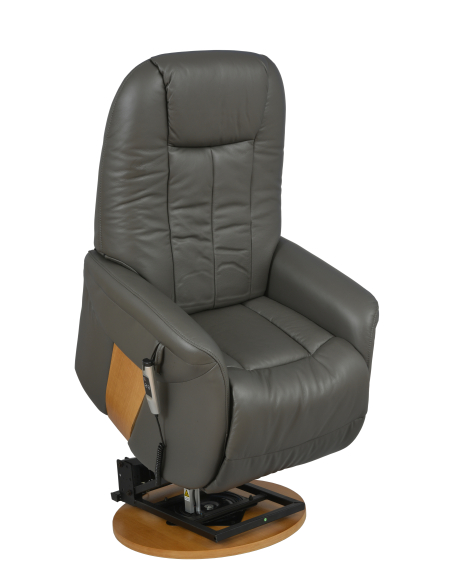 FAUTEUIL RELEVEUR PIVOTANT TOUNDRA 2 MOTEURS CUIR/PU GRIS FONCE