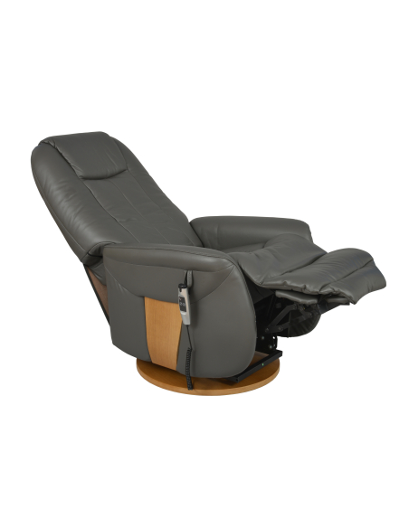 FAUTEUIL RELEVEUR PIVOTANT TOUNDRA 2 MOTEURS CUIR/PU GRIS FONCE