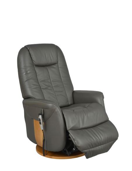 FAUTEUIL RELEVEUR PIVOTANT TOUNDRA 2 MOTEURS CUIR/PU GRIS FONCE
